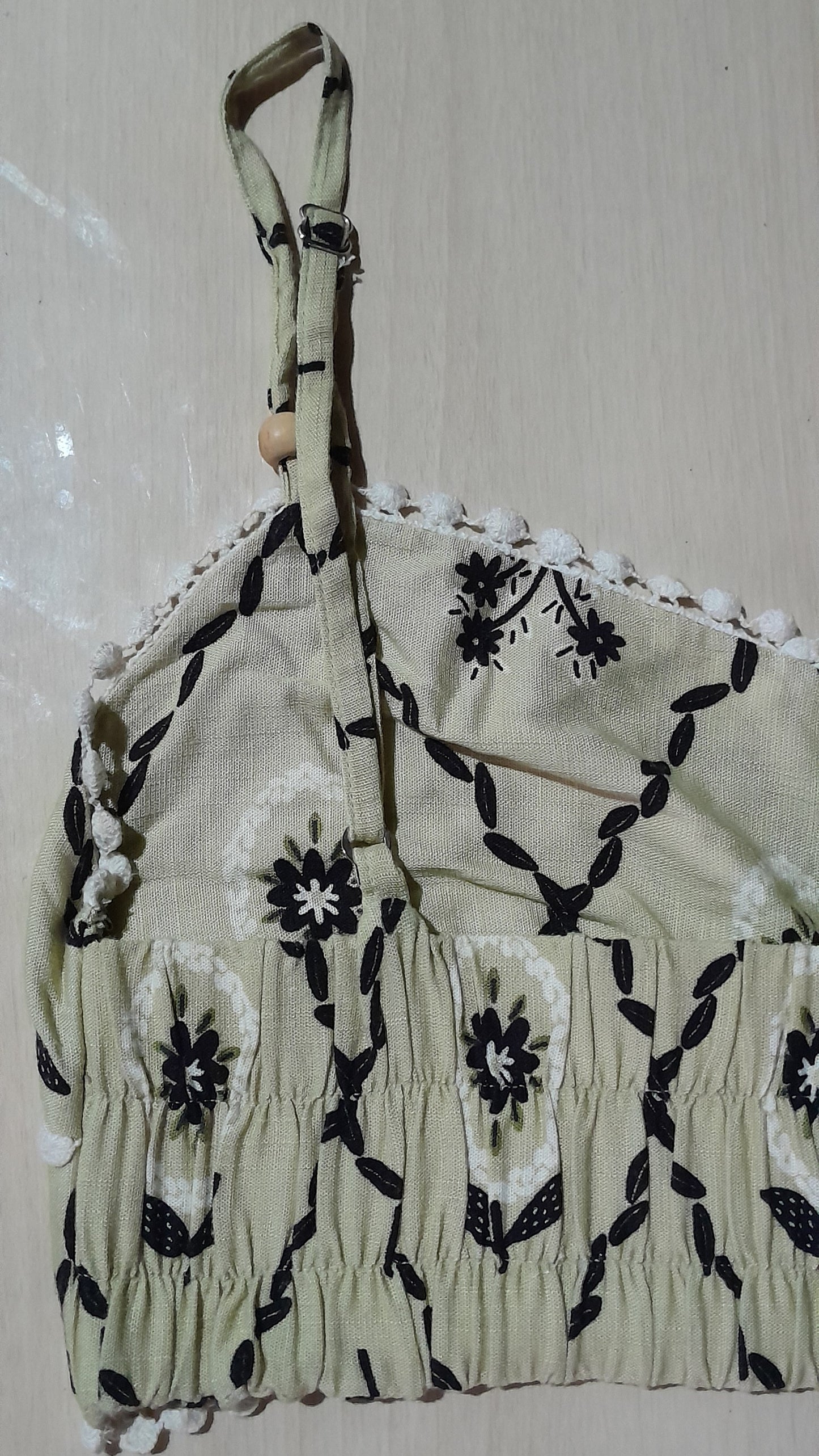 Cropped Feminino BLUESTEEL com Estampa Floral e Detalhes em Pompons M