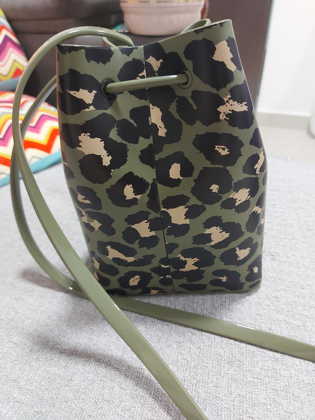 Bolsa saco Melissa mimi sac bag print onça verde- original
