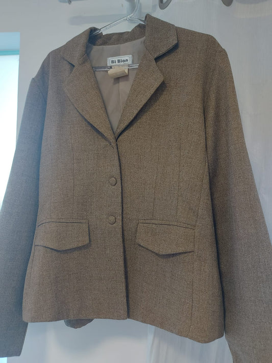 Blazer alfaiataria vintage marrom com mesclas Bi Bion, tamanho GG
