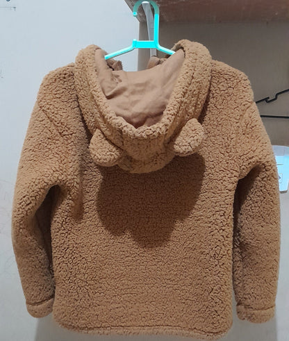 Blusa Casaco Soft Teddy Infantil Fuzarka Com Capuz e Orelhinhas - Tam 11/12