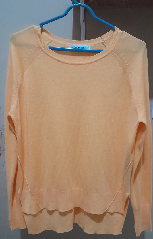 Blusa de Tricô Leve Zara Knit Amarelo Claro / Pastel - Tamanho S (P)