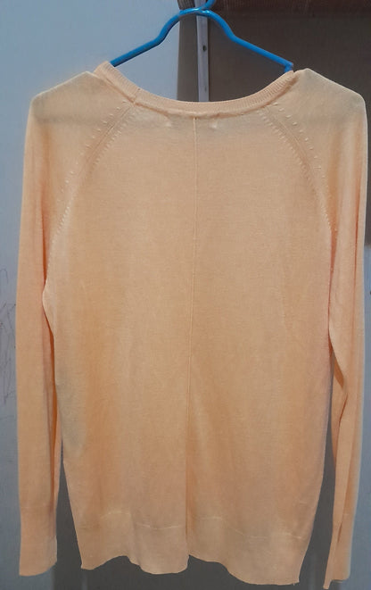 Blusa de Tricô Leve Zara Knit Amarelo Claro / Pastel - Tamanho S (P)