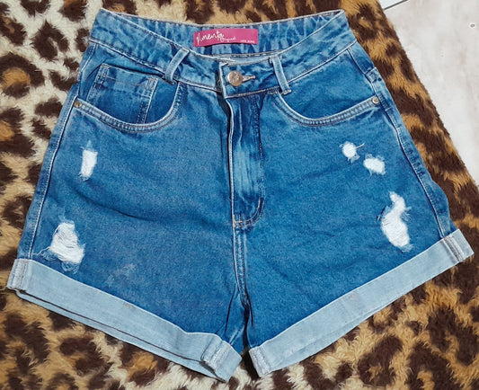 Short Jeans Hot Pants Pimenta Original Destroyed - Barra Dobrada Tam 38
