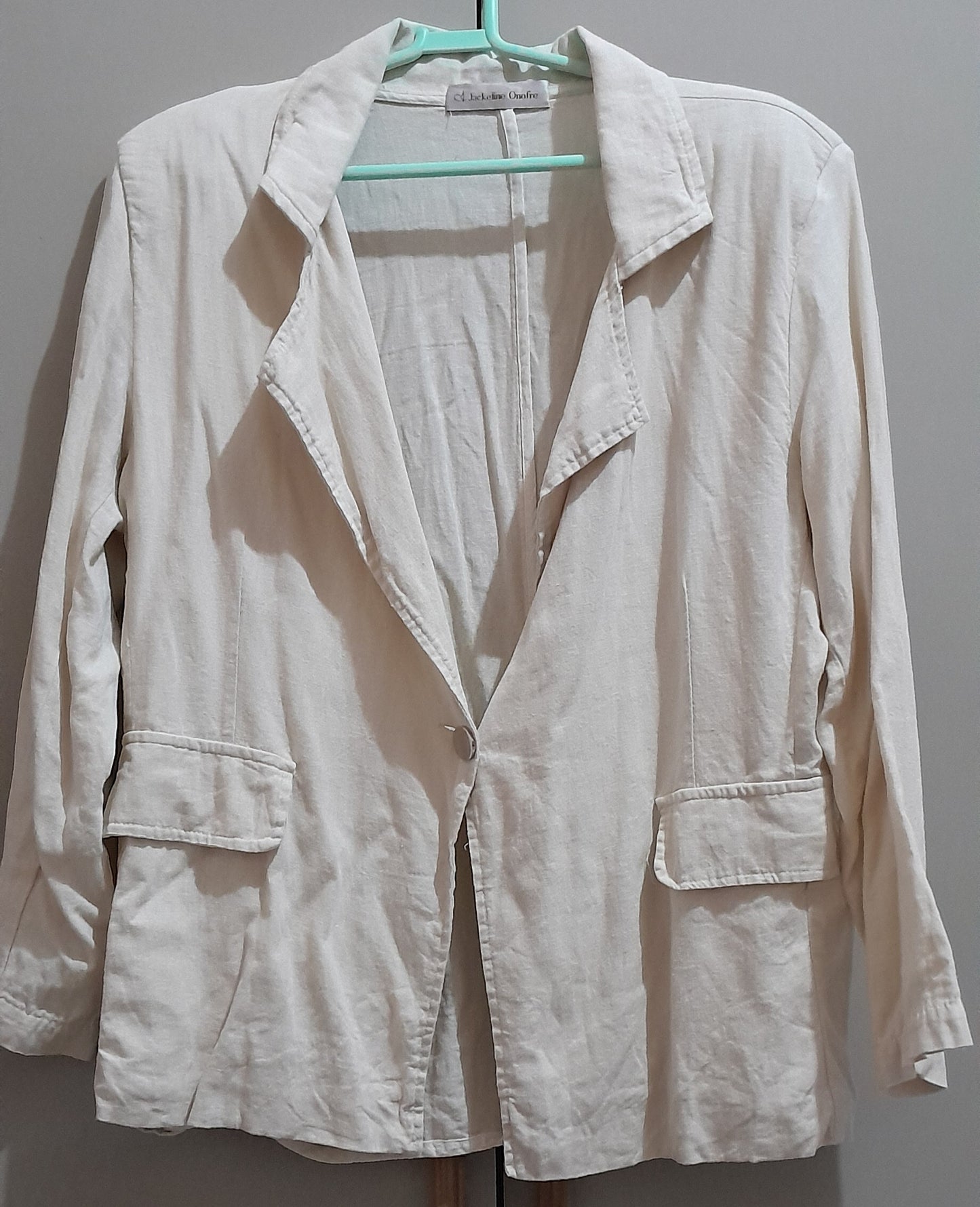 Blazer de Linho Jackeline Onofre Off-White / Bege Claro G