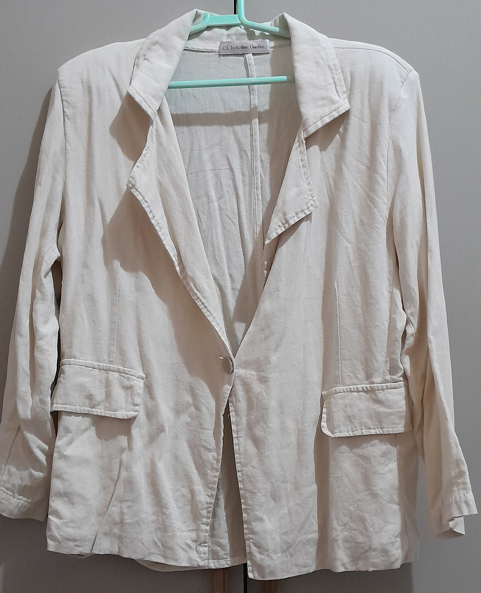 Blazer de Linho Jackeline Onofre Off-White / Bege Claro G