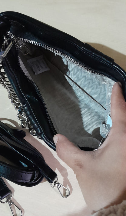 Bolsa Clutch Feminina Preta Com Duas Alças Removíveis