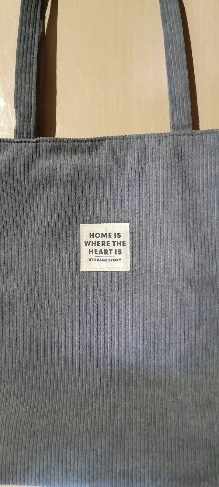 Bolsa Tote de Veludo Cotelê Cinza Forrada