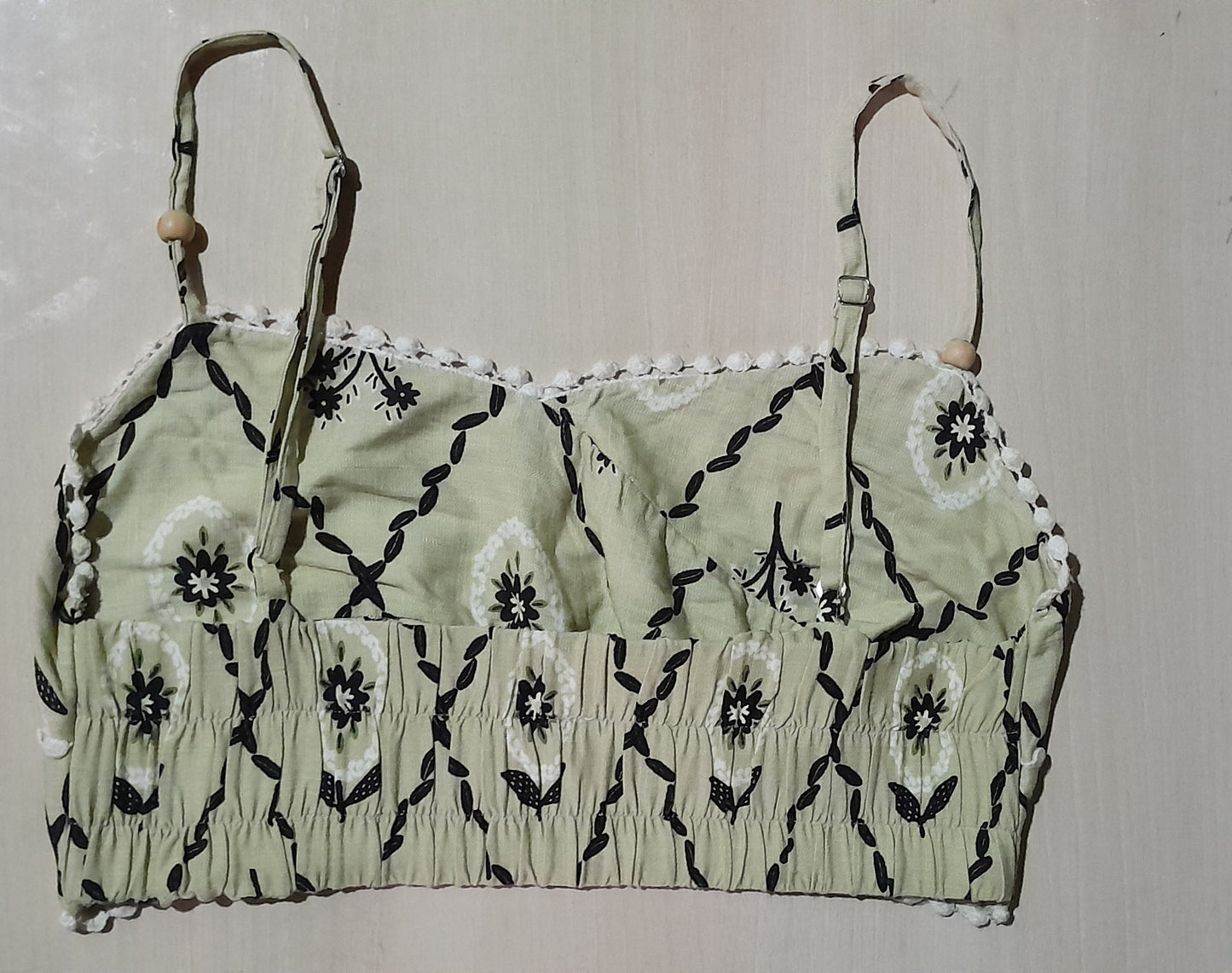 Cropped Feminino BLUESTEEL com Estampa Floral e Detalhes em Pompons M