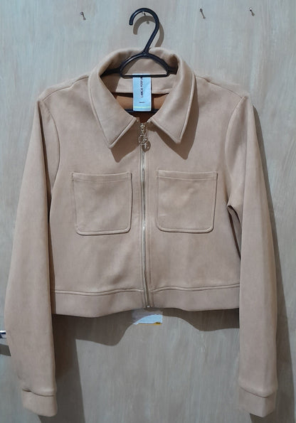 Jaqueta Cropped Lança Perfume Easy Suede Bege M Novo