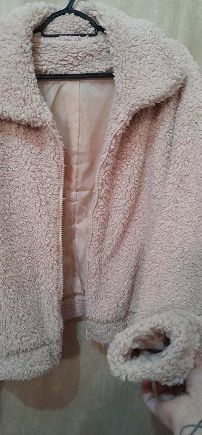 Jaqueta Teddy Cropped Rosa Clara - Tam. M (Seminova SHEIN)