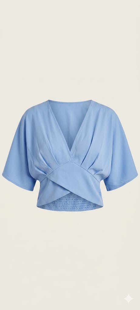 Cropped Azul Serenity Transpassado Lindo - Tam G