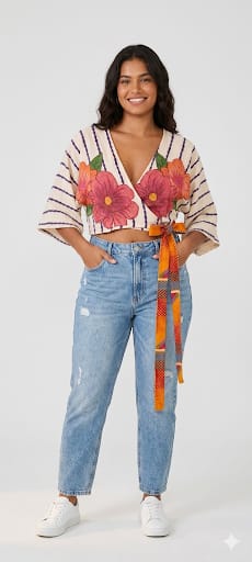 Cropped Kimono Amarrar Viscose Floral estilo Farm Tamanho M (Lindo!)