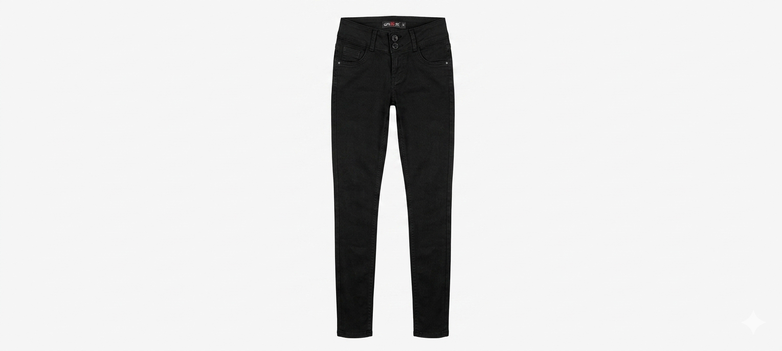 Calça Preta Skinny com Lycra e Detalhes em Pedraria – Tam. 36