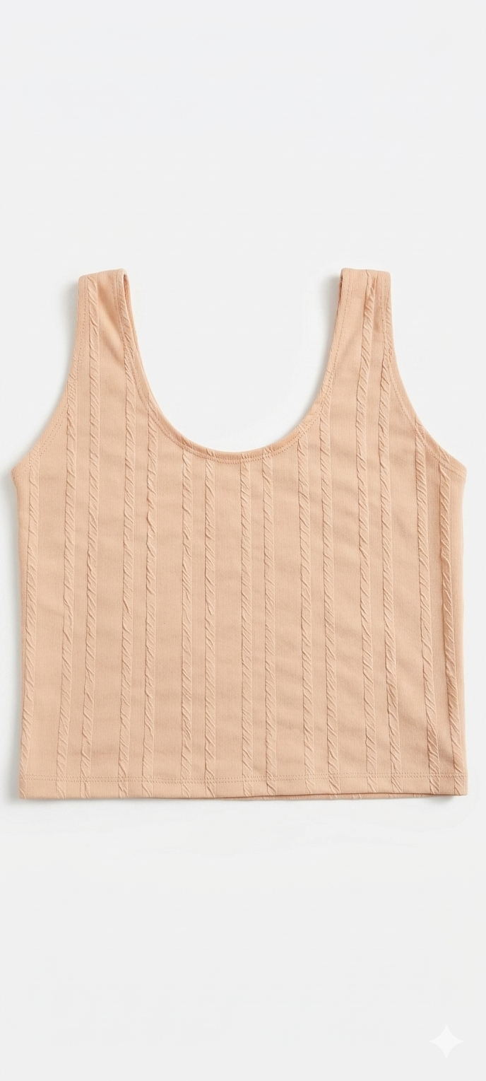 Cropped Nude Texturizado - Tamanho M com elastano
