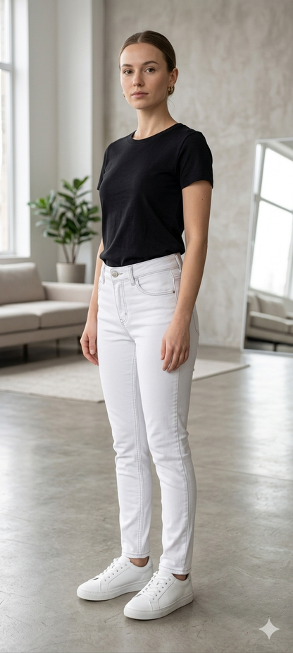 Calça Jeans Branca com Elastano – Tamanho 36 – Confortável e Versátil