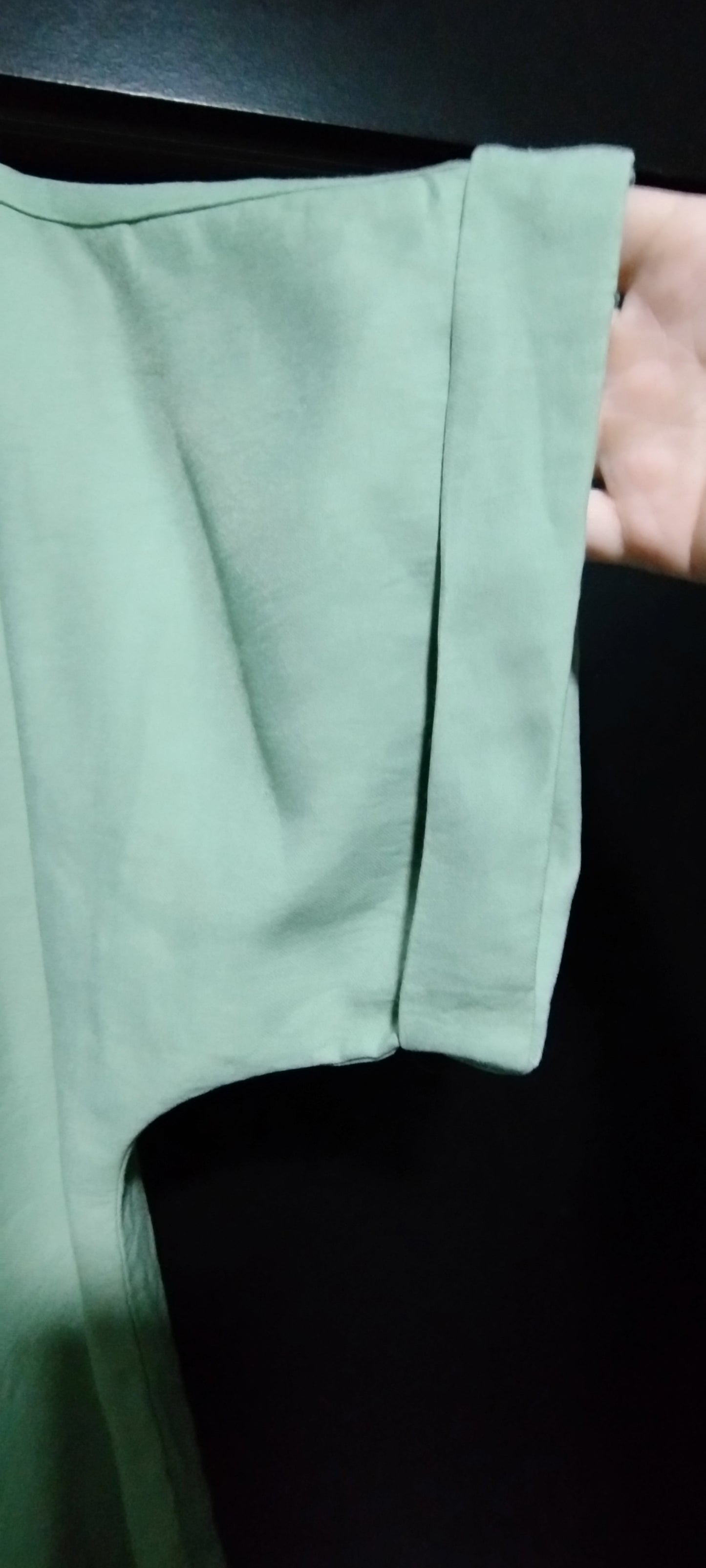 Blusa verde oliva elegante - Viscose com Linho - Tam 42