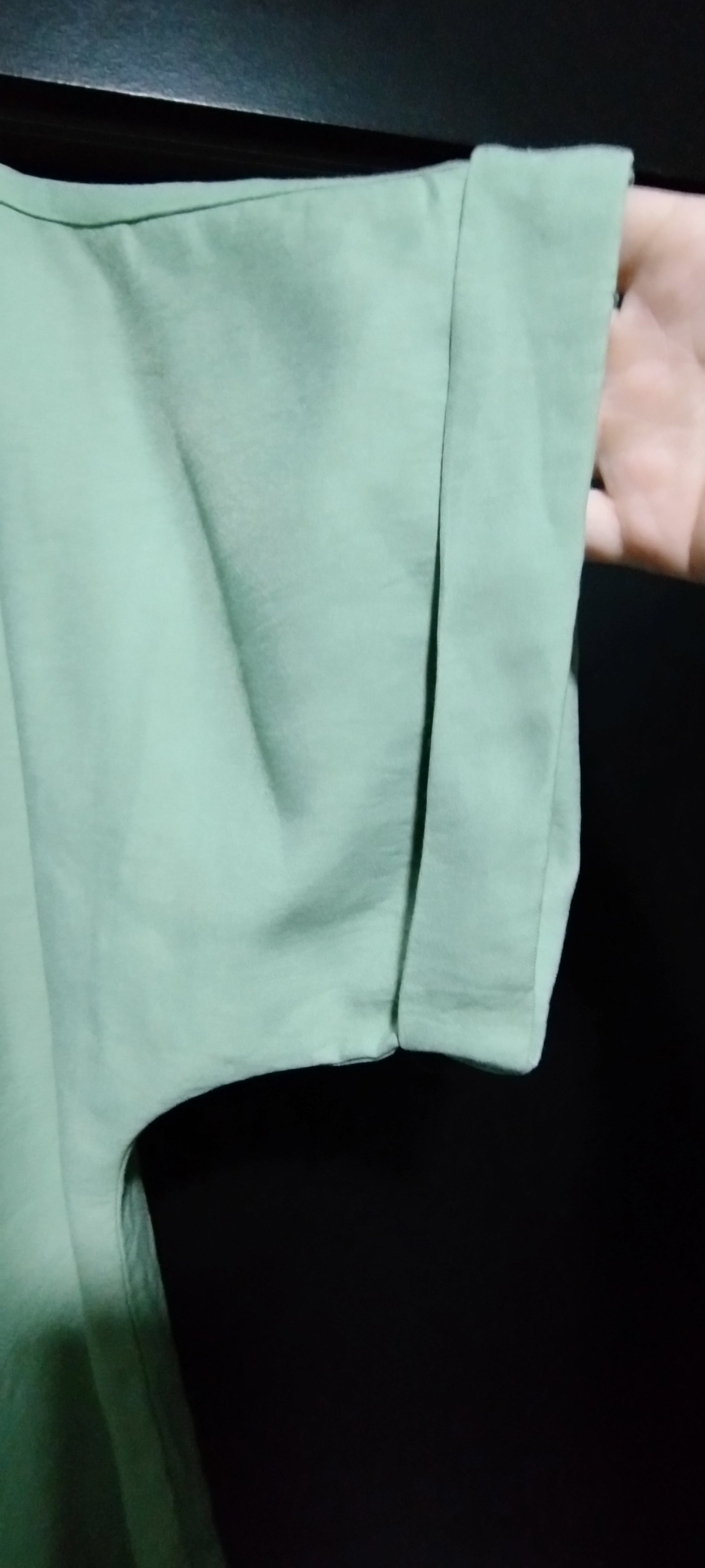 Blusa verde oliva elegante - Viscose com Linho - Tam 42