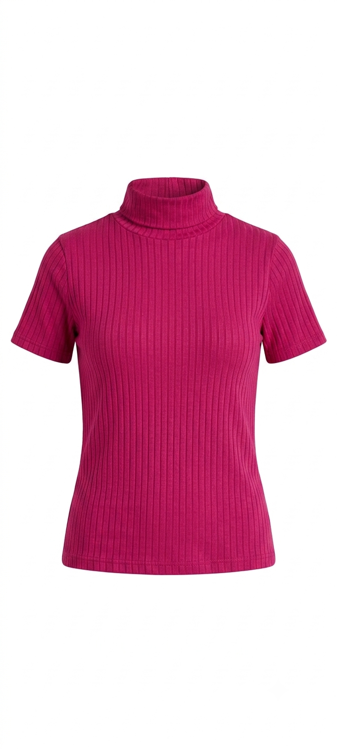 Blusa Canelada Gola Alta – Fúcsia Vibrante – Tam G