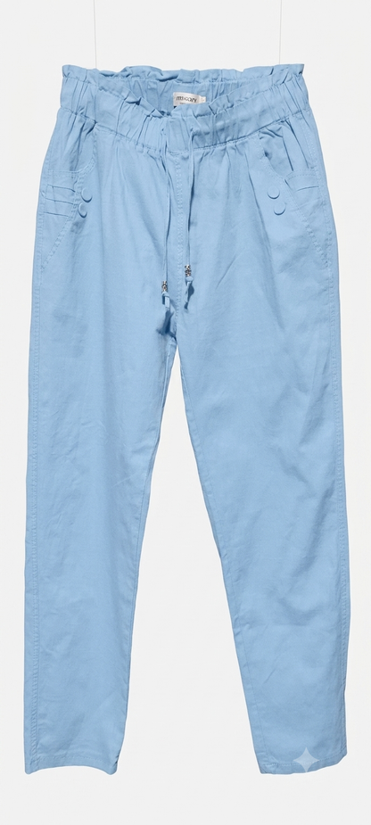 Calça Azul Claro Confortável - Cintura com Elástico e Detalhes Charmosos tam G