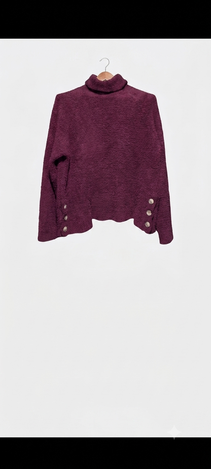 Blusa Gola Alta Vinho "City Essential" – Fofinha e com Botões - Tam G