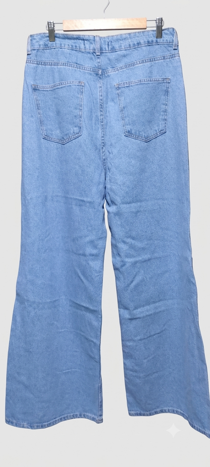Calça Jeans Wide Leg Azul Claro – Tam 44 (Confortável e Versátil)