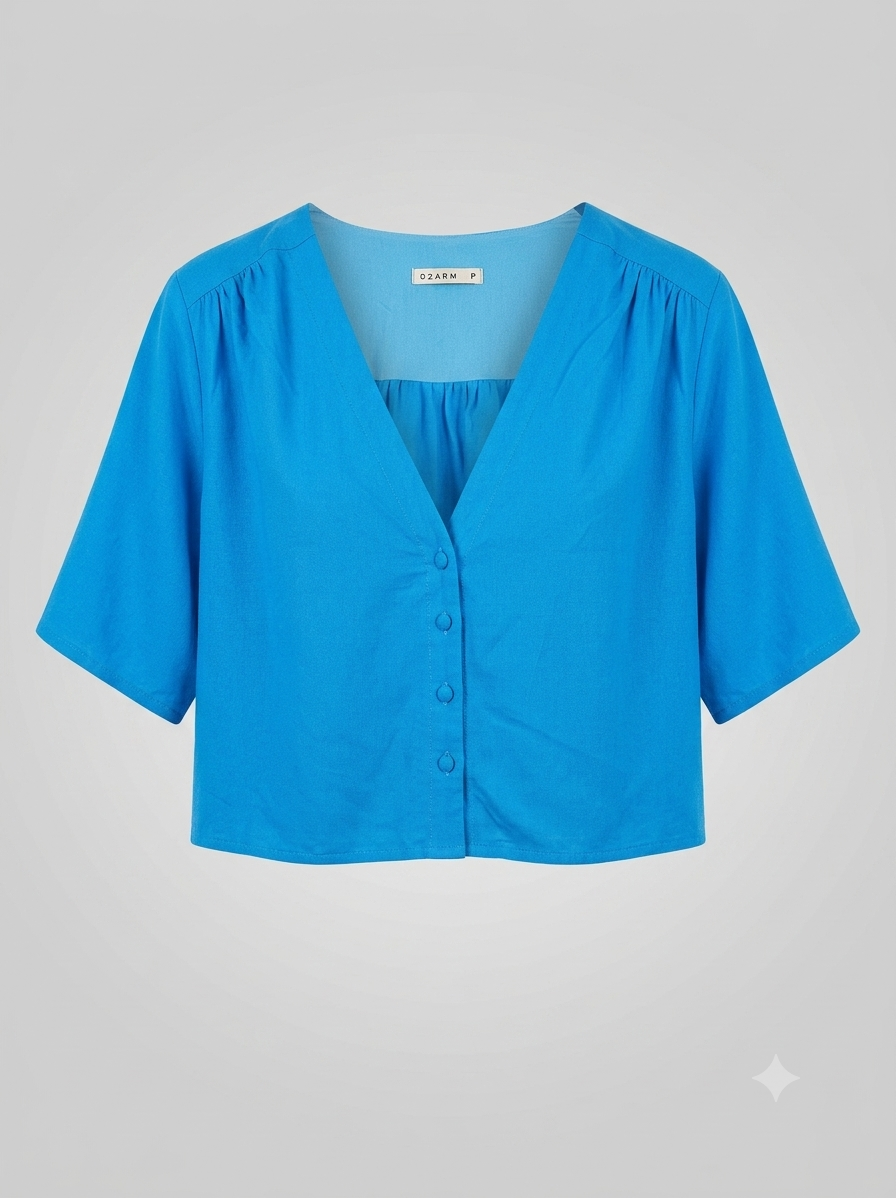 Blusinha Cropped Azul Dzarm - Versátil e Estilosa