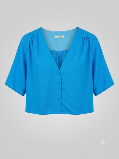 Blusinha Cropped Azul Dzarm - Versátil e Estilosa