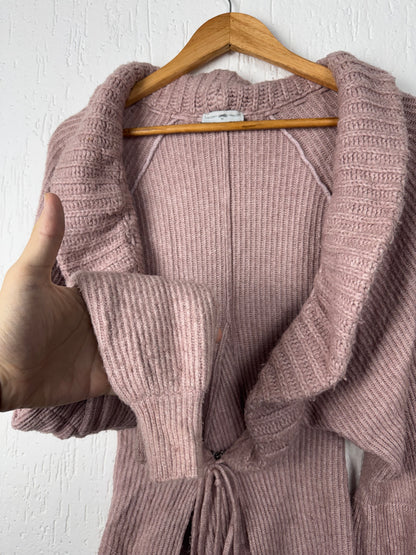 Cardigan Tricô Rosa Antigo Feminino com Amarração Lafort