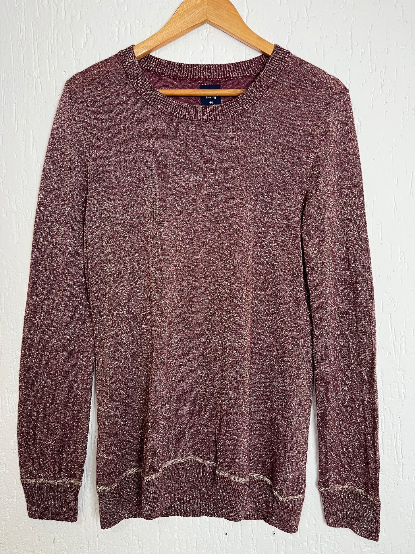 Blusa Feminina Hering Tricot com Lurex - Vinho e Dourado