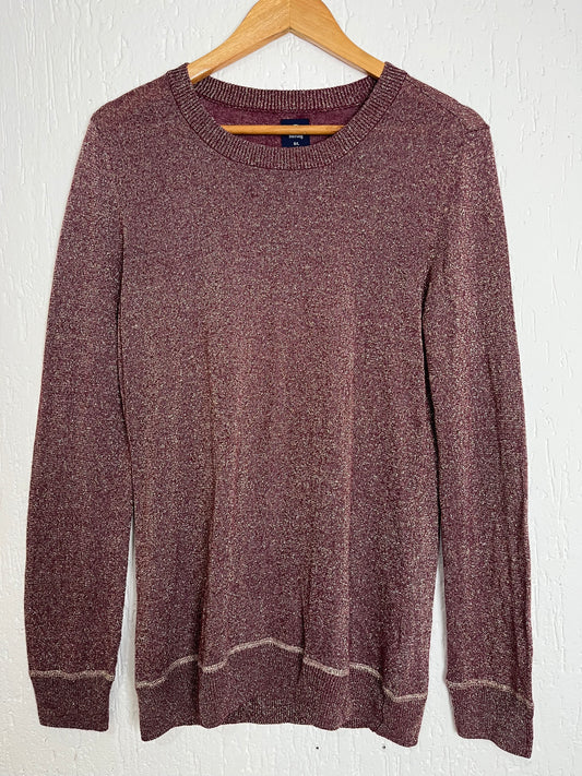 Blusa Feminina Hering Tricot com Lurex - Vinho e Dourado