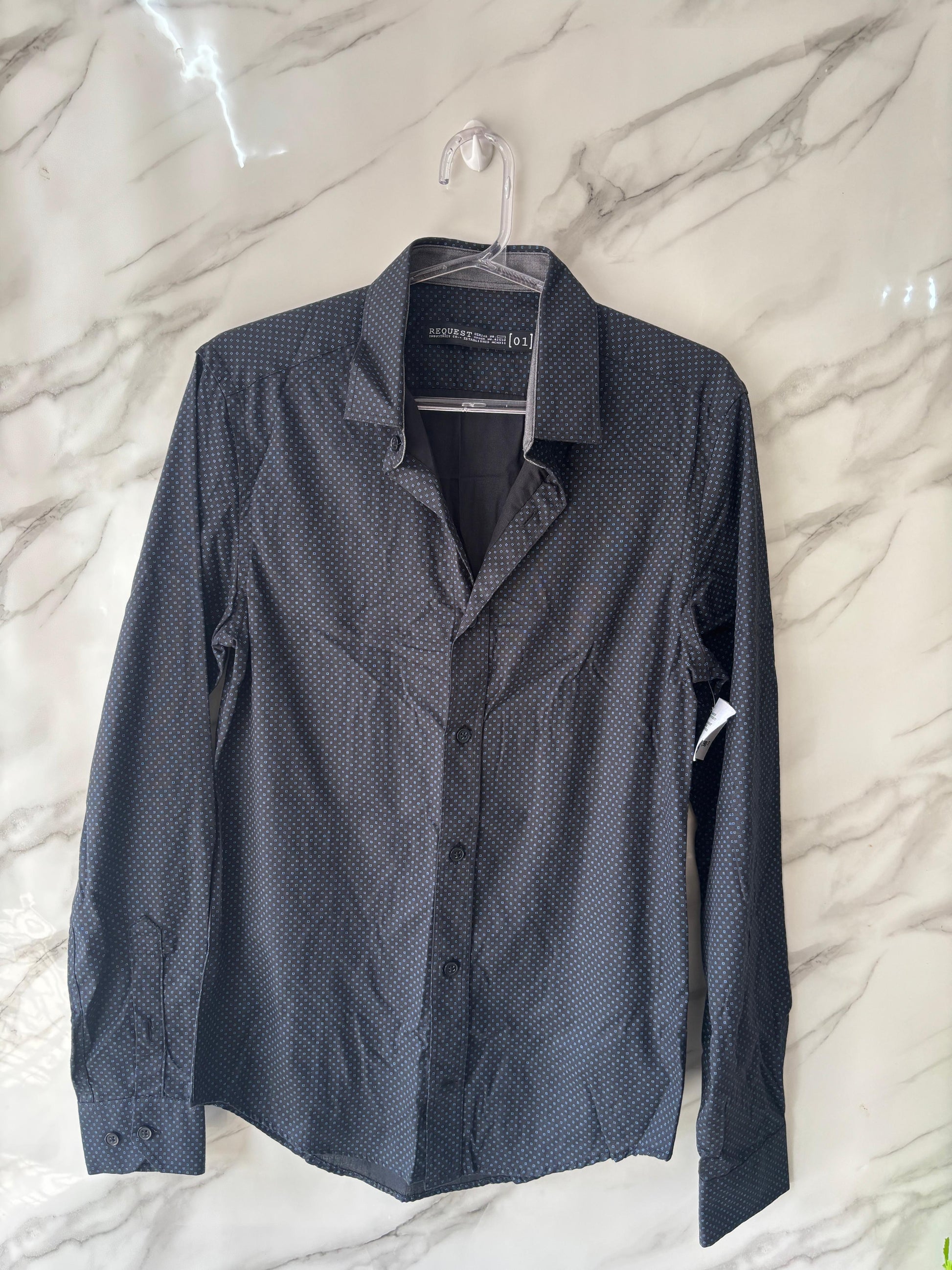 Camisa Social Poá Azul Marinho Renner – Nova – Manga Longa
