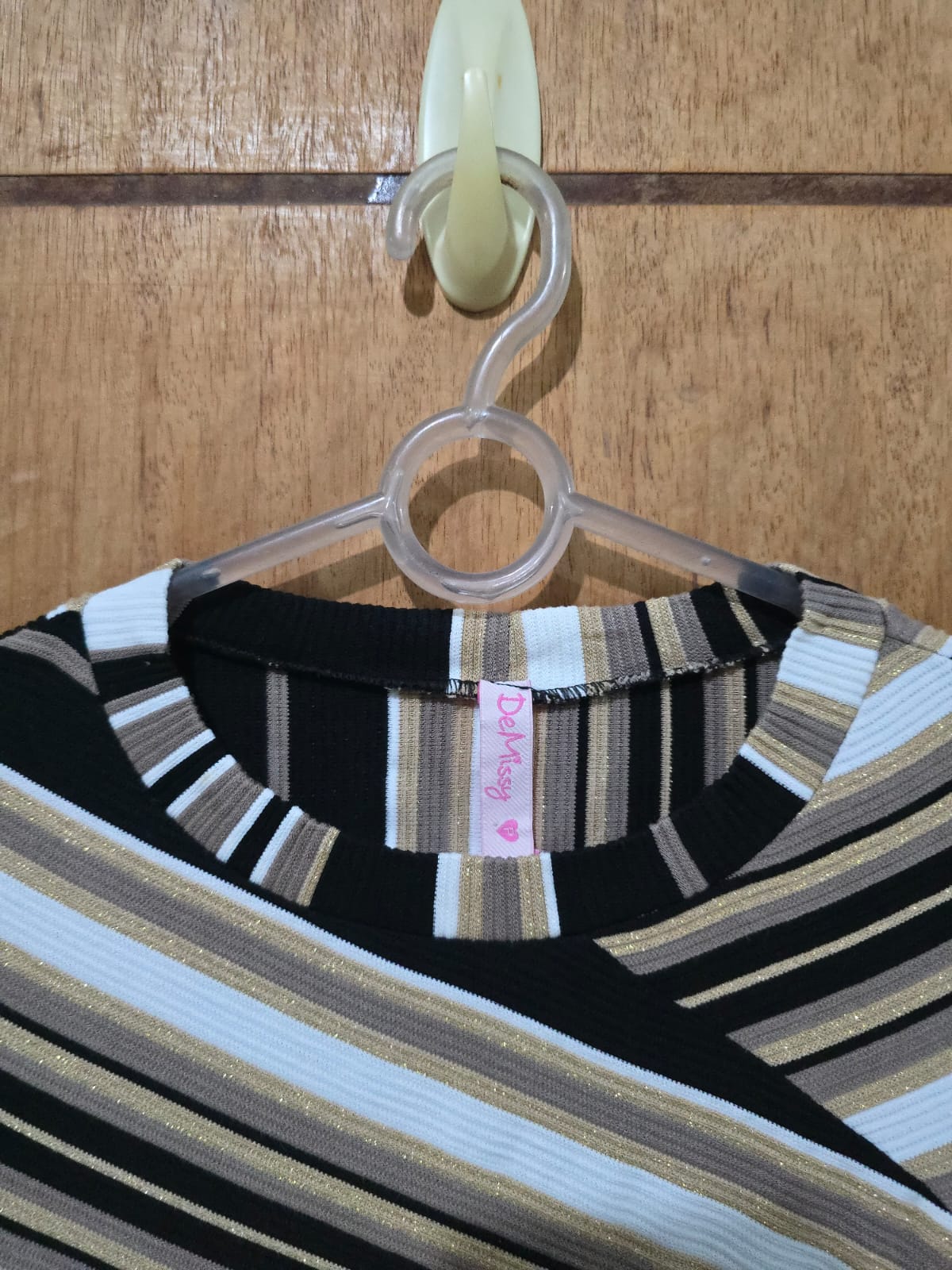 Vestido Tubinho Manga 3/4 Listrado - P
