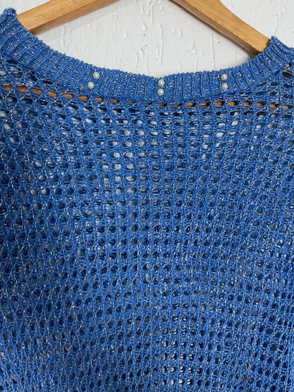 Blusa Tricô Telado com Brilho e Detalhe em Pérolas