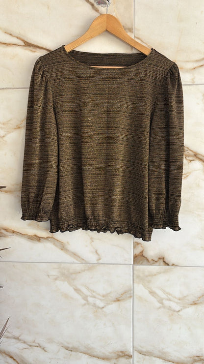 Blusa em lurex dourado elástico na cintura e braços