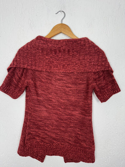 Cardigan de Tricô Canelado Marisa – Vermelho Mesclado  Tamanho  P