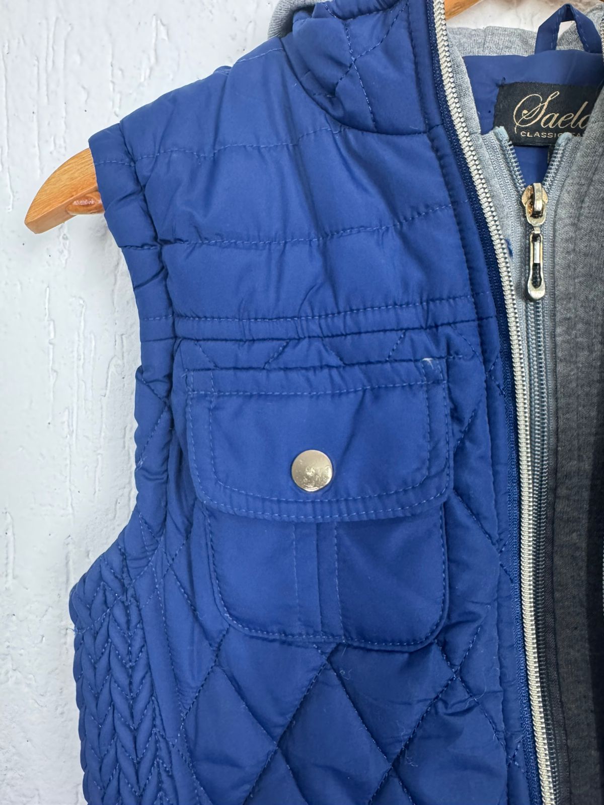Feminino Puffer Matelassê com Capuz Moletom – Azul Royal tamanho M