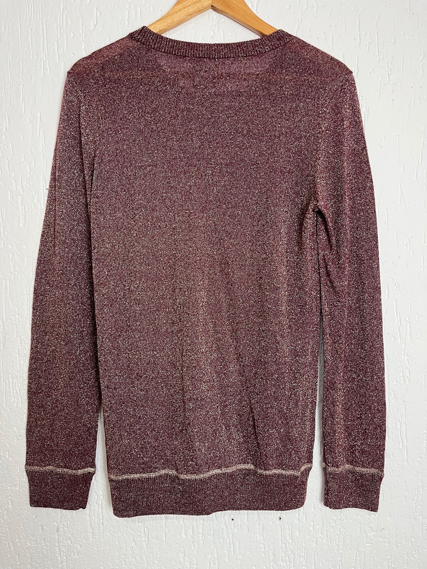 Blusa Feminina Hering Tricot com Lurex - Vinho e Dourado