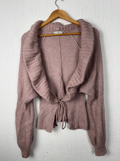 Cardigan Tricô Rosa Antigo Feminino com Amarração Lafort