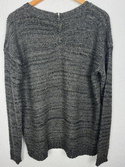 Blusa de Tricô Texturizado com Brilho e Zíper – Grafite Tamanho  GG