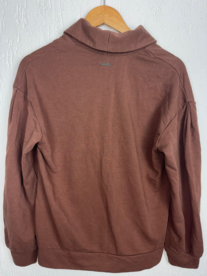 Blusa de Moletom Da Marca Mamo Original com Gola Xale e Botões – Marrom Tamanho:M