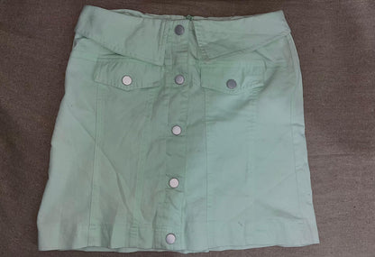Saia Curta Verde Água em Sarja - Estilo Moderno e Delicado - Tam. M