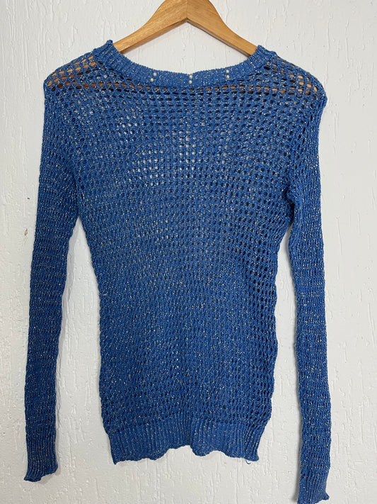 Blusa Tricô Telado com Brilho e Detalhe em Pérolas