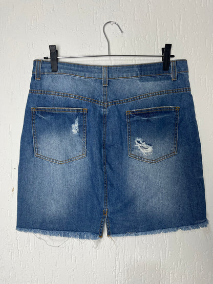 Saia Jeans Pool Destroyed Lavagem Média