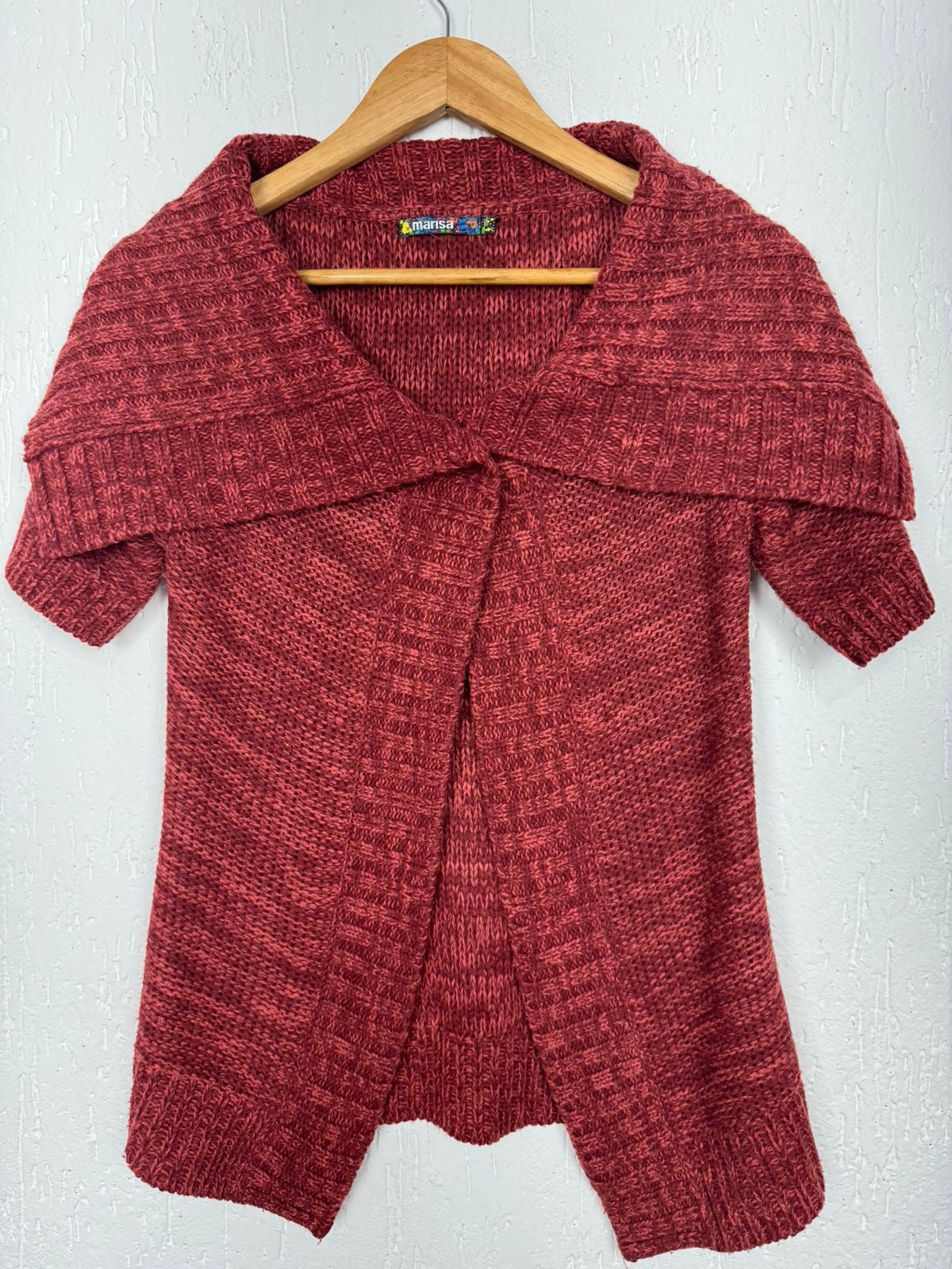 Cardigan de Tricô Canelado Marisa – Vermelho Mesclado  Tamanho  P