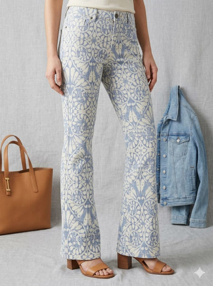 Calça de sarja TVZ estampada Azulejo Blue femimina tamanho 44