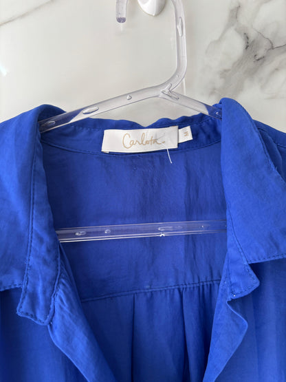 Camisa Alongada Azul Royal Carlota Costa – Abertura nas Laterais