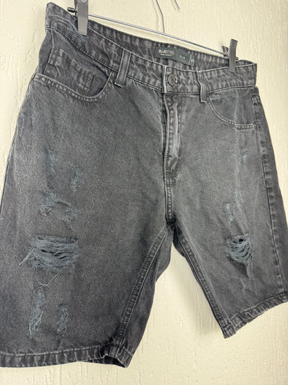 Bermuda Jeans Blue Steel Preta Destroyed Slim