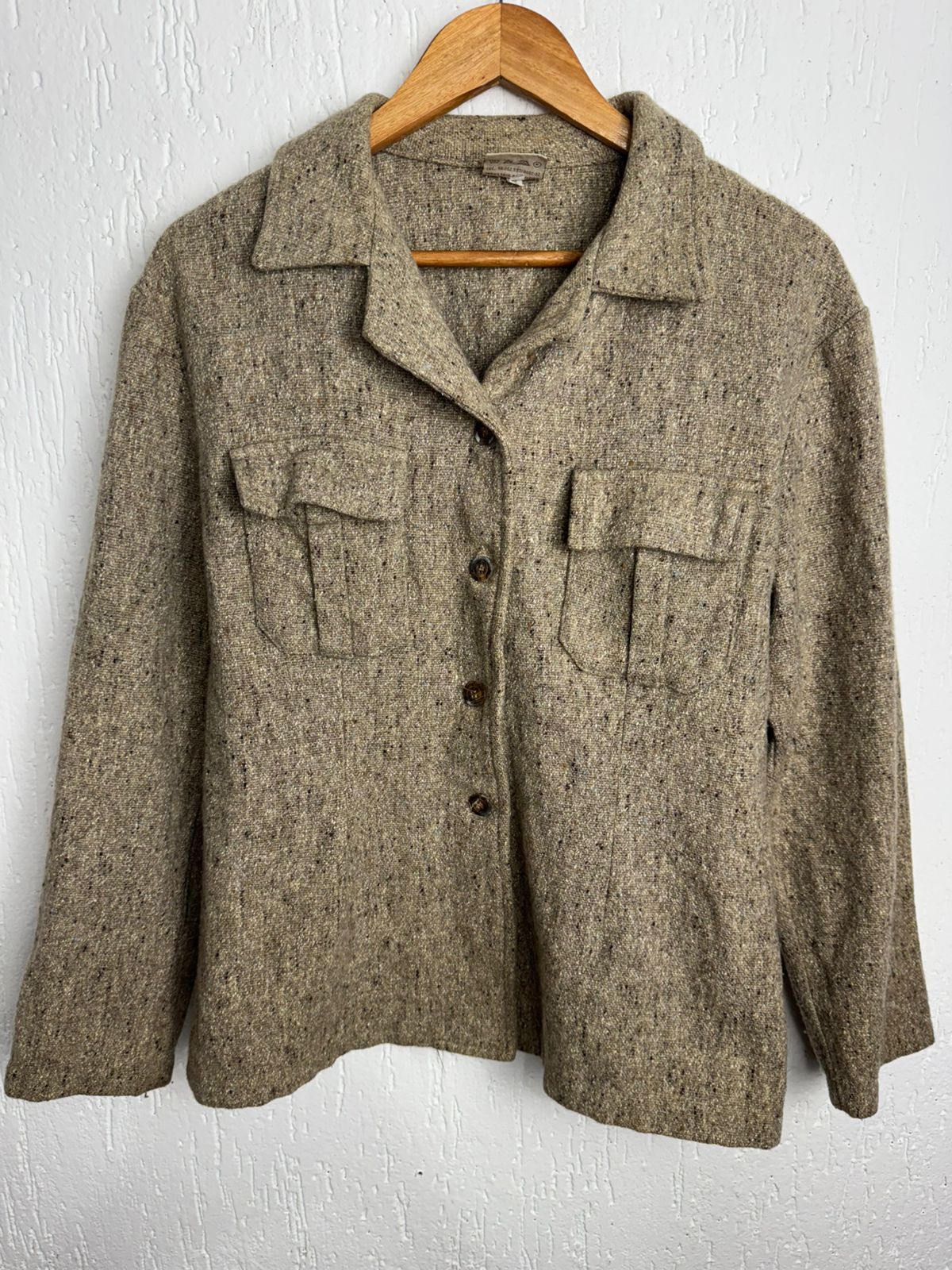 Casaco de Lã Texturizada Tweed – Estilo Vintage tamanho G