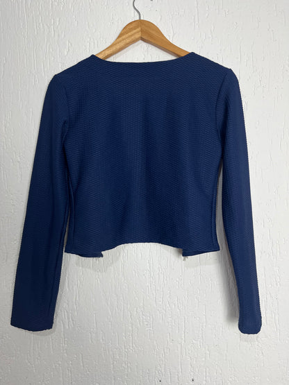 Bolero Feminino Azul Marinho com Renda Floral