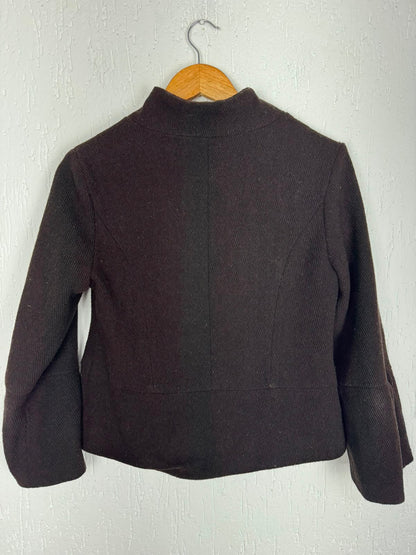 Casaco Curto Estilo Bomber em Lã Gorda – Cor Café Tamanho M pequeno